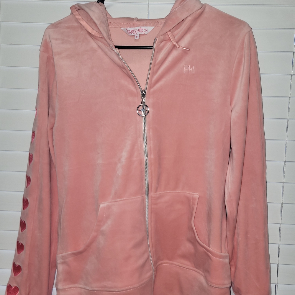 Paris Hilton Pink Long Sleeve Zippered Hoodie